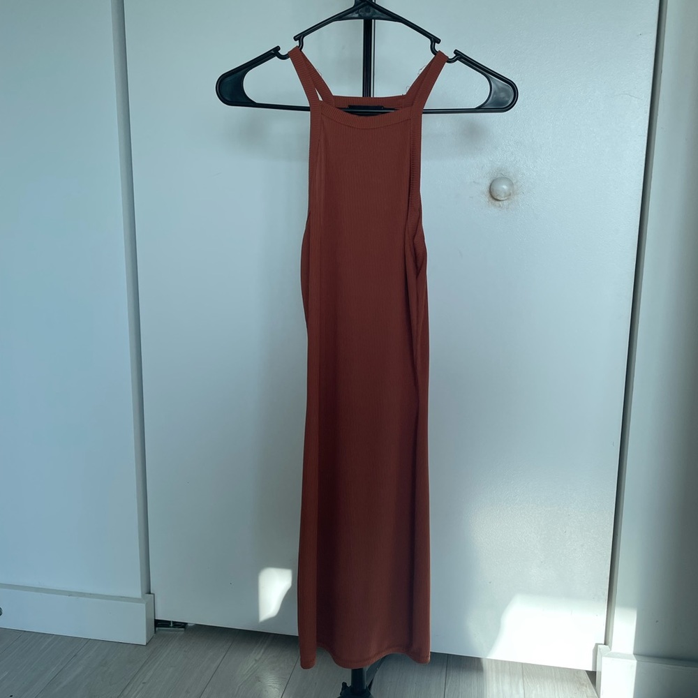 PRETTYLITTLETHING brown maxi dress